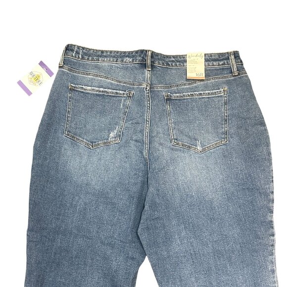 Wonderly  Womens 16R Curvy Vintage Straight Cropped Jeans High Rise Denim Slim - Picture 7 of 16